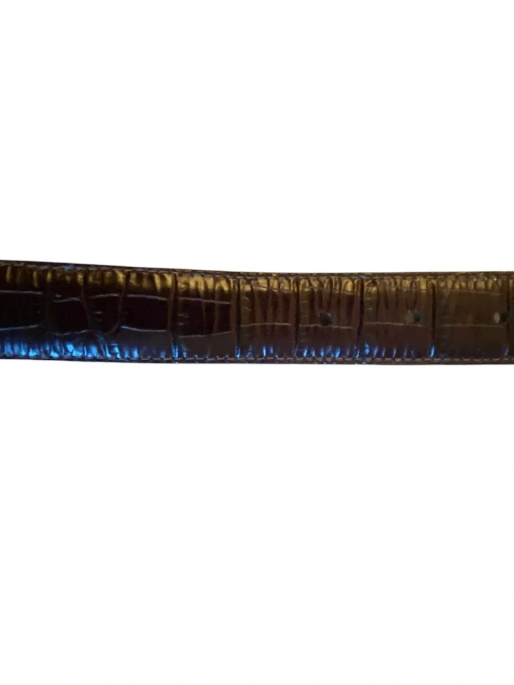 Brighton Dark Brown Croc Embossed Leather Belt with Decorative Silver Buckle